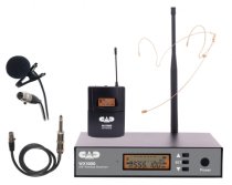 UHF Wireless Body Pack Microphone System with Headworn Mic, Lavalier Mic, and Guitar Cable