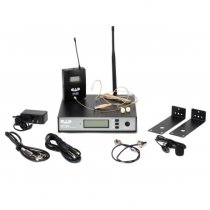 UHF Wireless Body Pack Microphone System with Headworn Mic, Lavalier Mic, and Guitar Cable