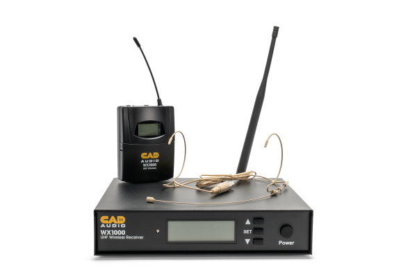 UHF Wireless Body Pack Microphone System with Headworn Mic, Lavalier Mic, and Guitar Cable